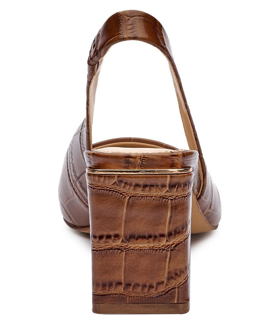 Deltan Tessa Croc-Embossed T-Strap Block Heel Pumps