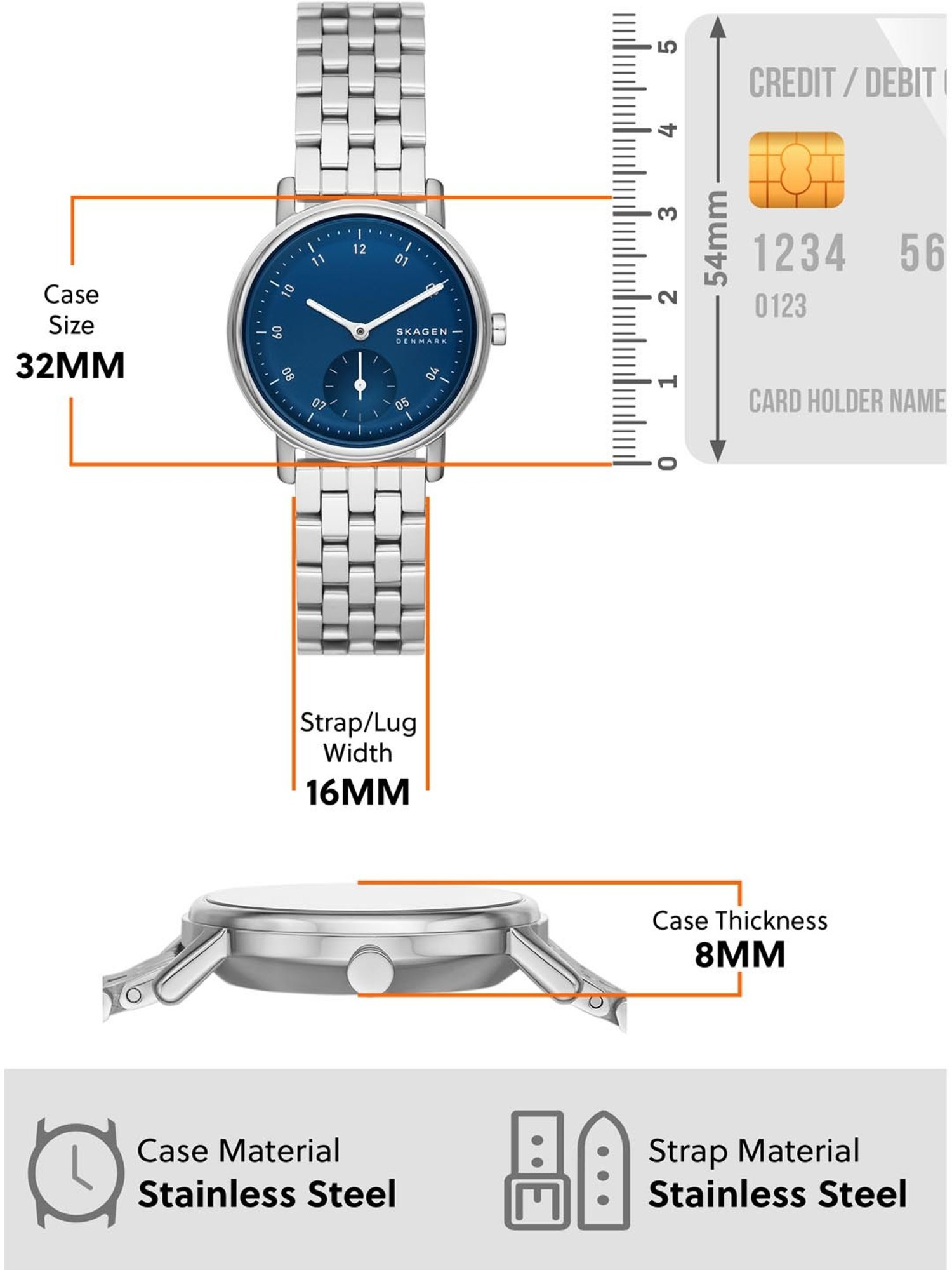 Skagen SKW3129 Kuppel Lille Analog Watch for Women