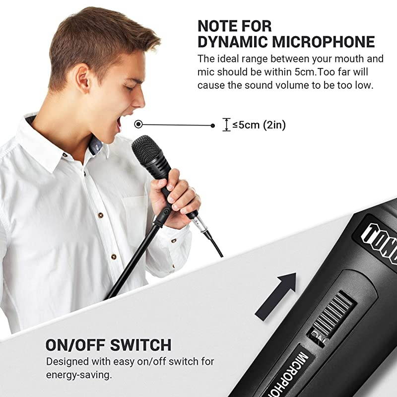 Dynamic Karaoke Microphone for Singing with 5.0m XLR Cable, Metal Handheld Mic Compatible with Karaoke Machine/Speaker/Amp/Mixer for Karaoke Singing, Speech, Wedding, Stage and Outdoor Activity
