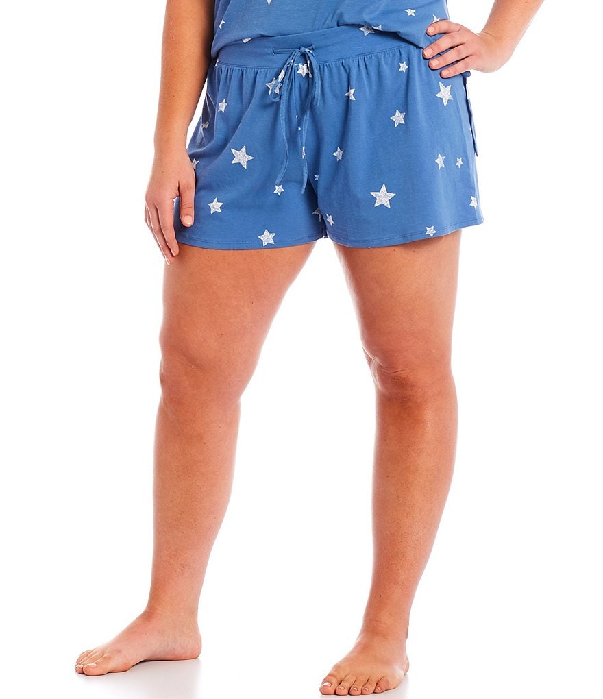 Jasmine & Ginger Plus Star Print Jersey Knit Coordinating Sleep Shorts