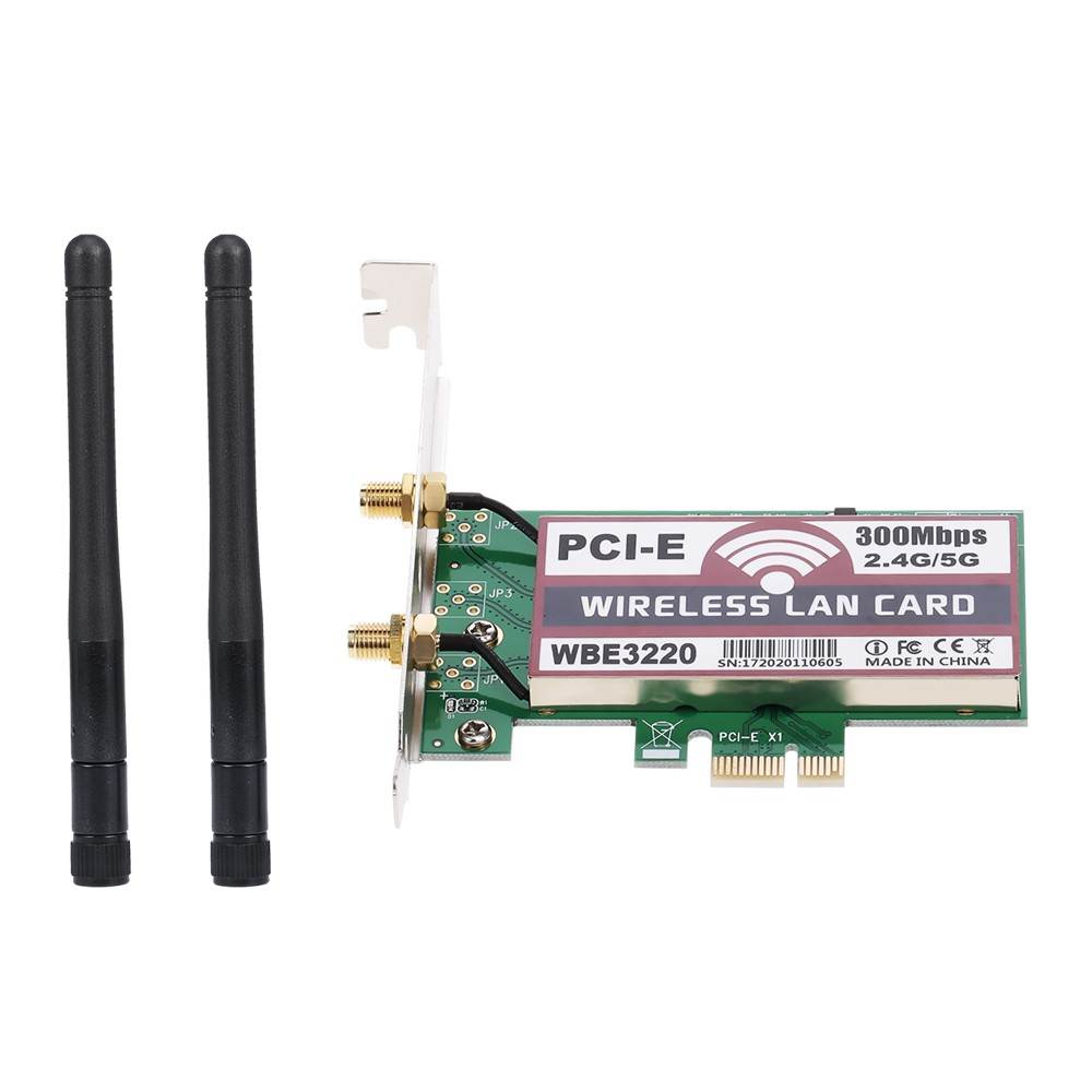 Wireless LAN Card WiFi Network Card with High-gain Antennas AP Function 300M PCI-E Adapter Card