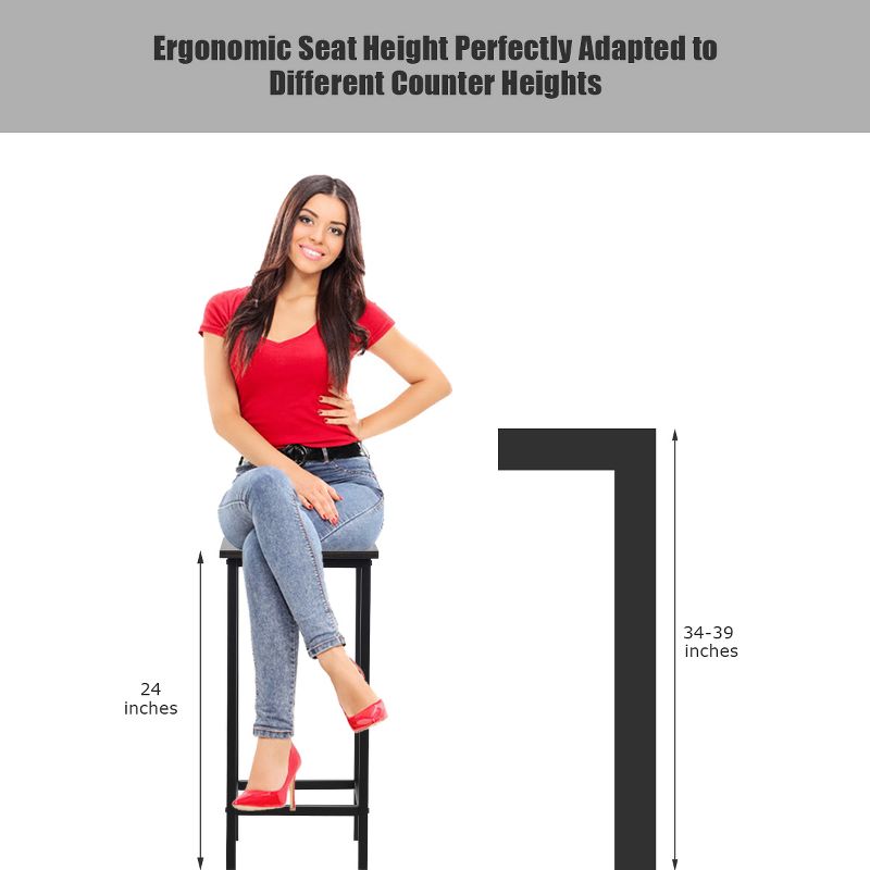 Costway Set of 4 Bar Stools 24'' Counter Height Backless Dining Stools Wood
