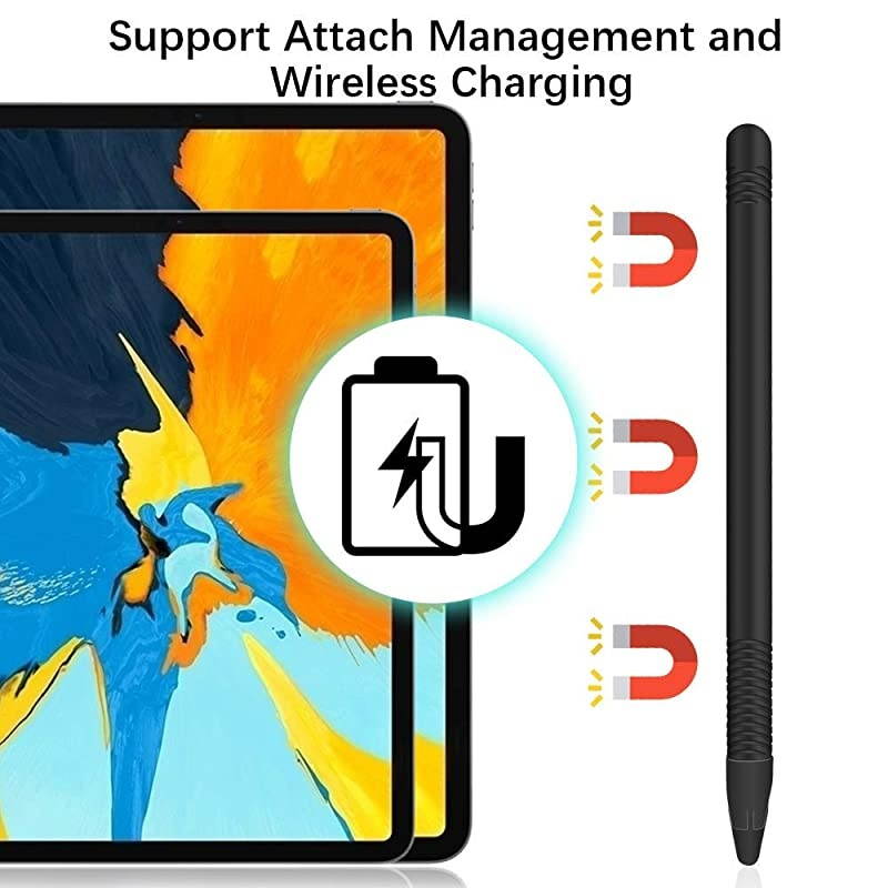 Silicone Case Compatible with New Apple Pencil 2nd Generation Protective AntiSlip Grip Sleeve with Nib Cover 2 Pieces Do not Affect for Pencil Mode Switch amp Magnetci Black