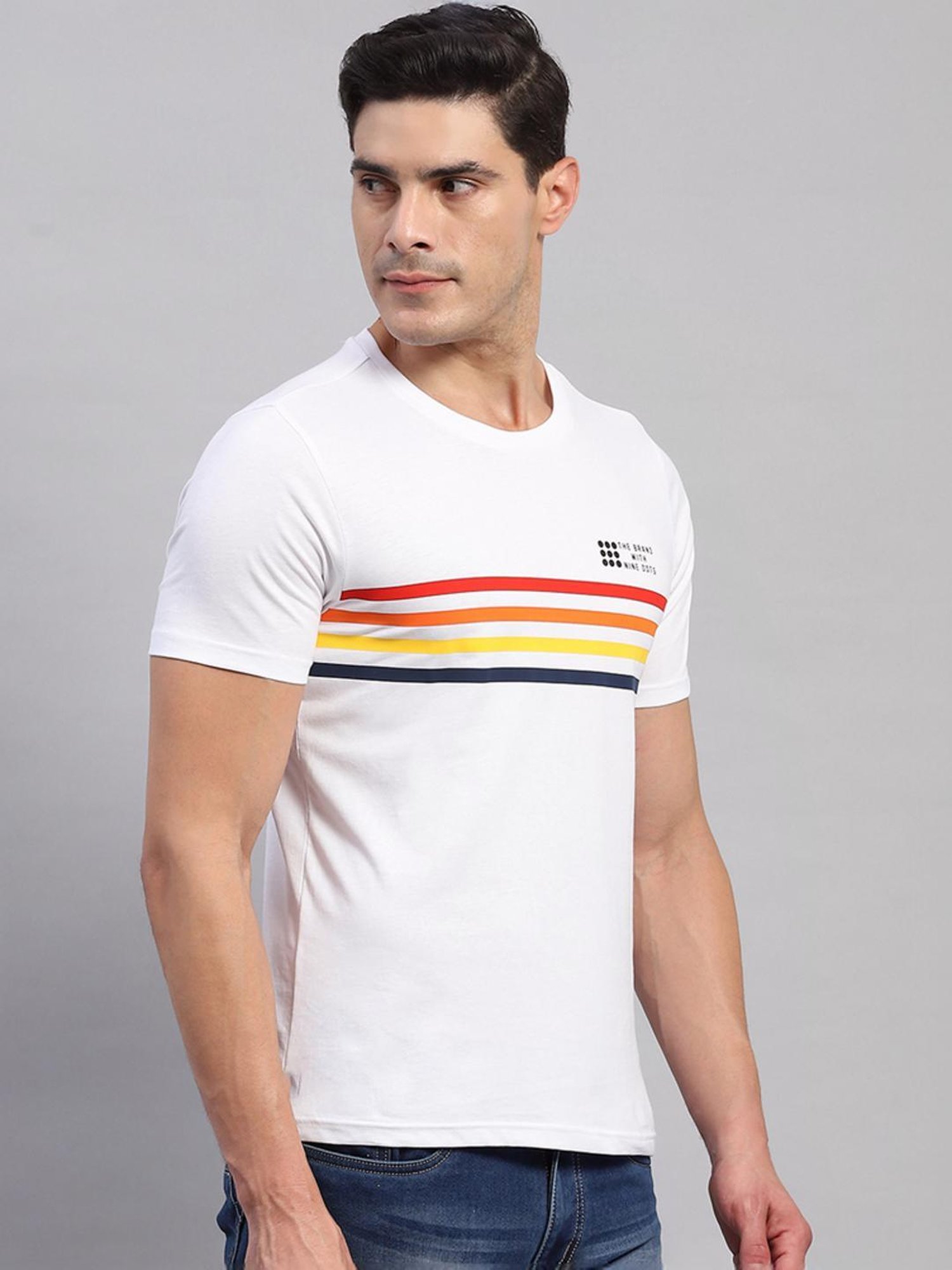Rock.it White Cotton Regular Fit Printed T-Shirt