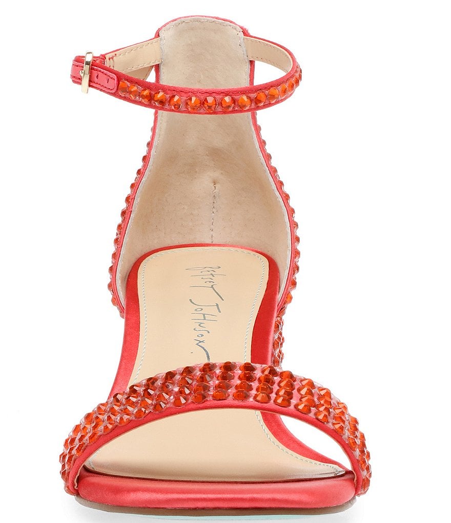 Blue by Betsey Johnson Mari Oversized Rhinestone Embellished Block Heel Dress Sandals