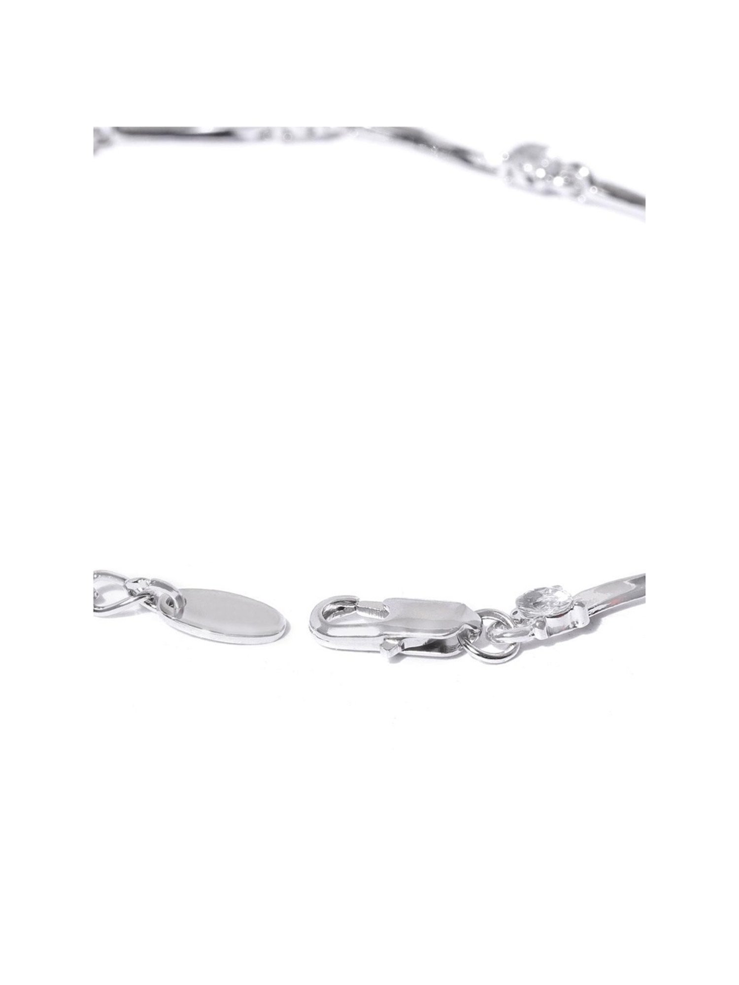 YouBella Women Silver-Plated Stone-Studded Link Flexible fit Bracelet