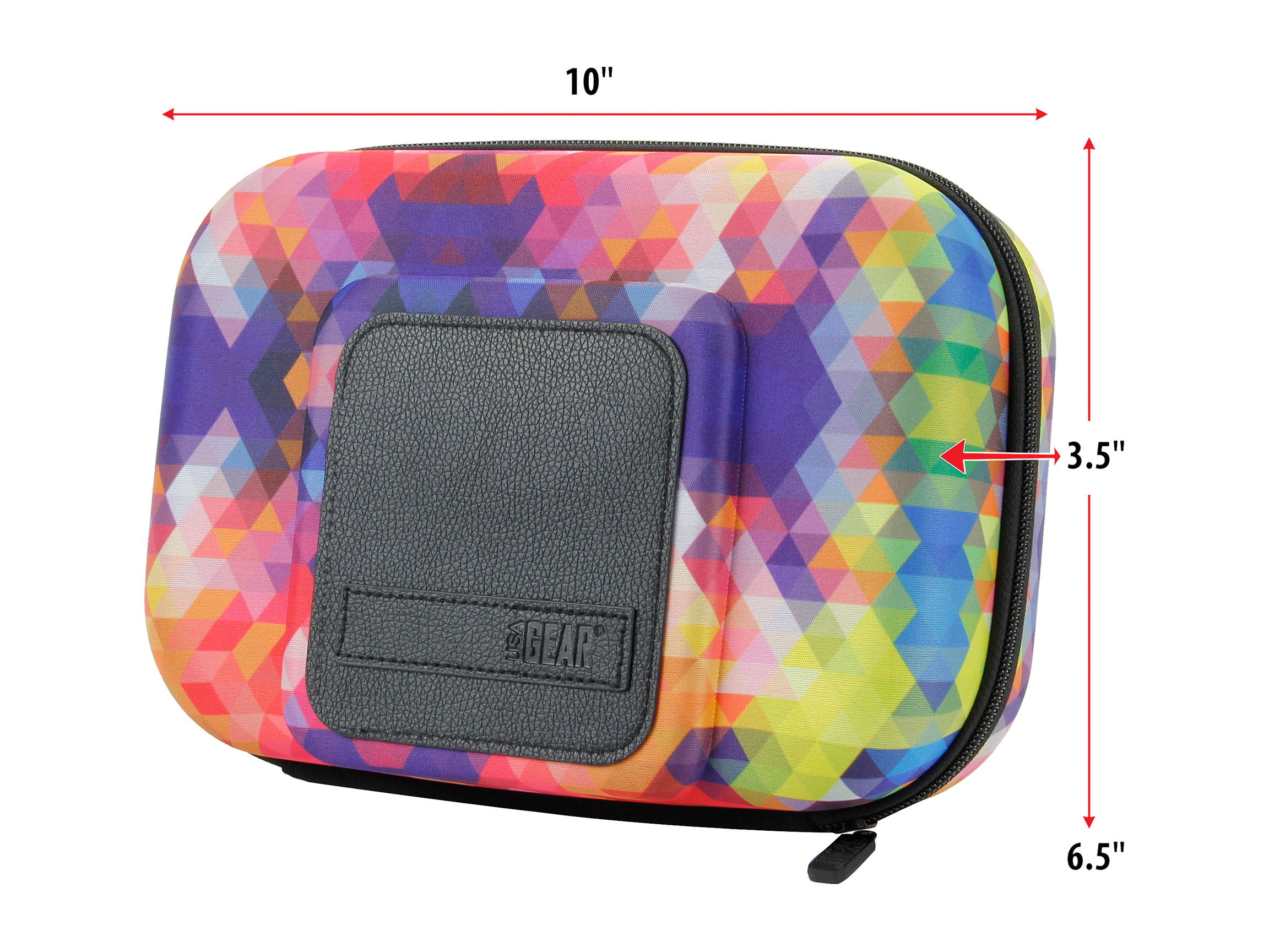 Hard Shell GPS Carrying Case with Wrist-Strap to fit most size GPS - 2 mesh pockets, 3 internal accessory storage bags; soft scratch-protective interior lining (Geometric Design)