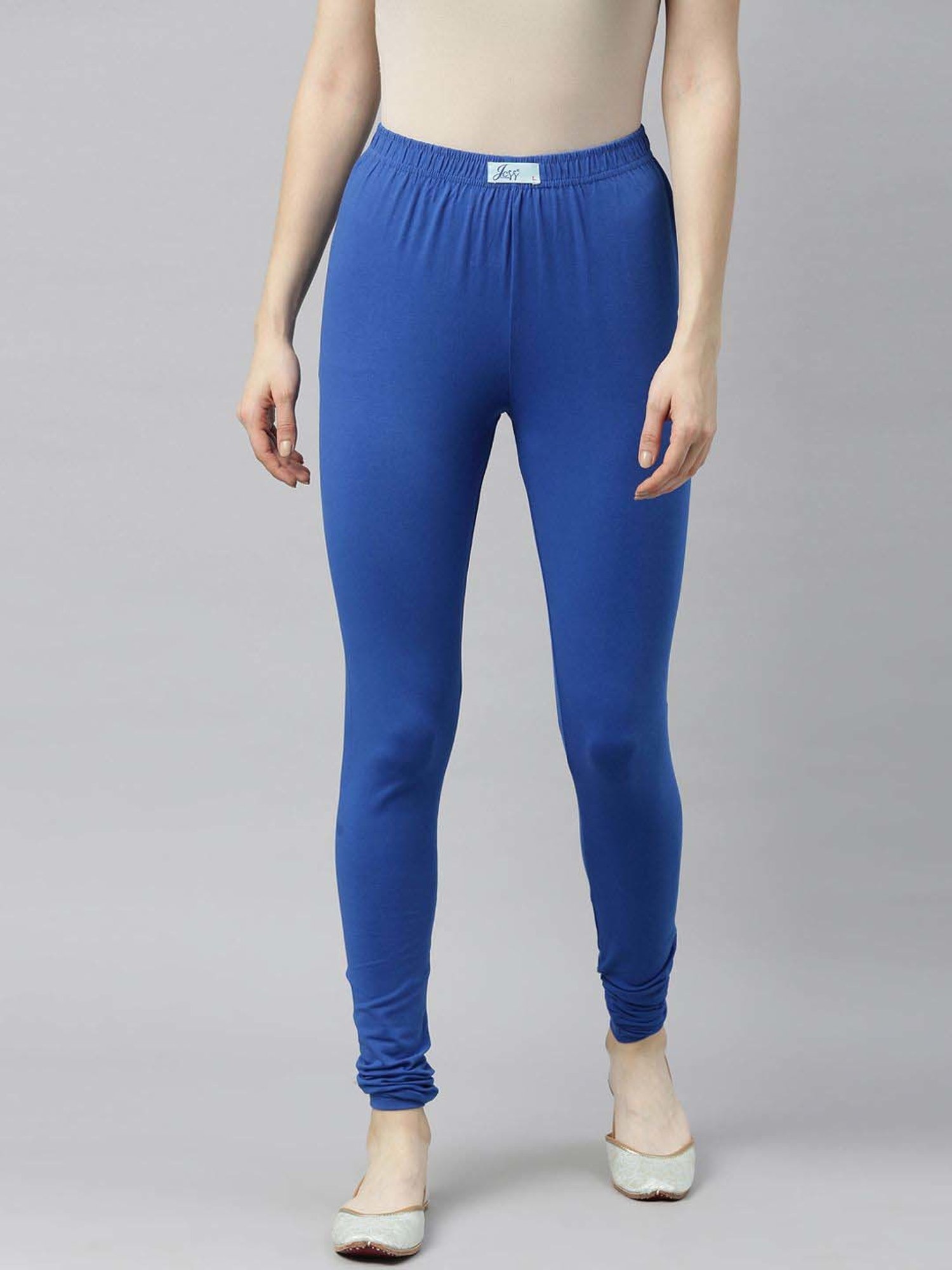 JCSS Blue & Beige Cotton Leggings - Pack Of 2