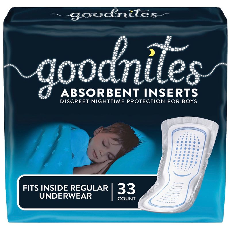 Goodnites Absorbent Bedwetting Underwear Inserts for Boys,  One Size (33ct)