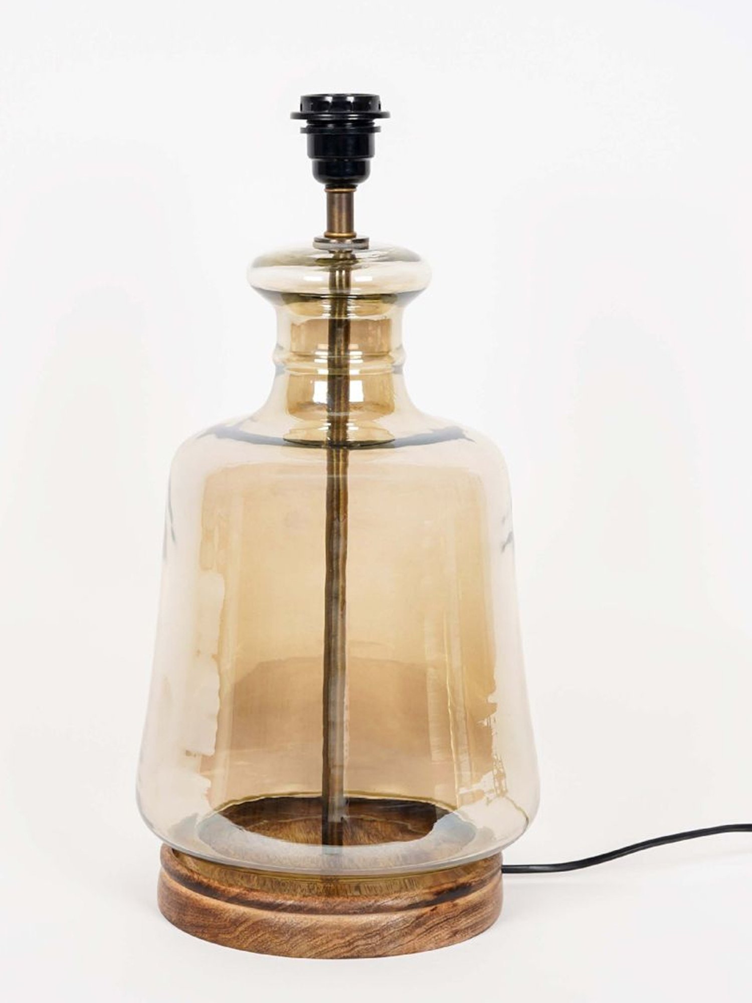 Kapoor Lamp Shades Smoke & Burnt Glass Paola & Cotton Shade Table Lamp