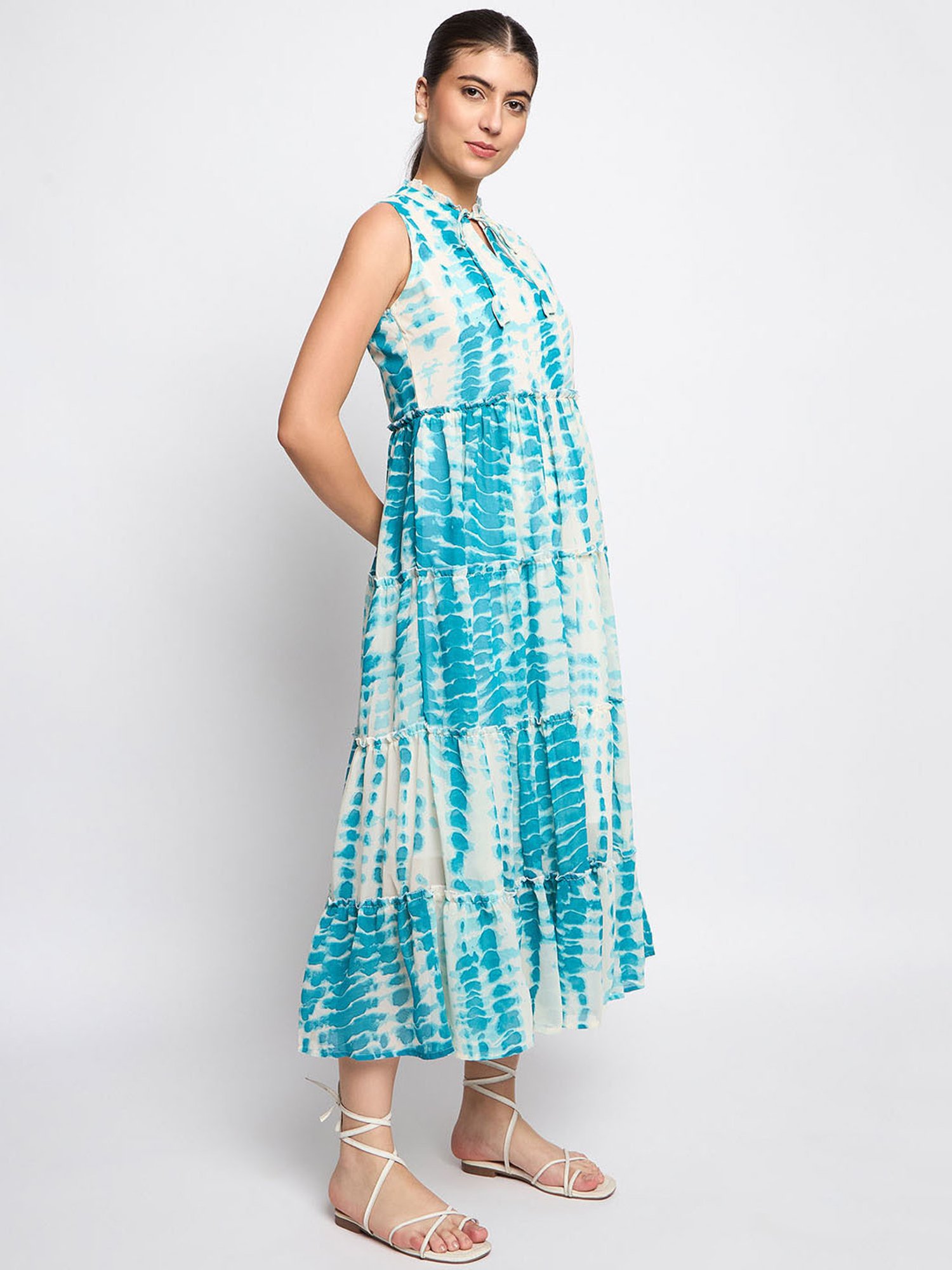 BRINNS Turquoise Tie-Dye Fit & Flare Dress