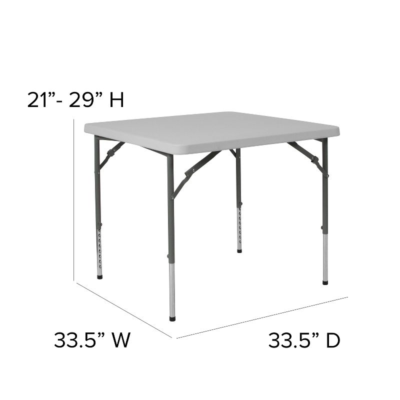 Flash Furniture 2.79-Foot Square Height Adjustable Granite White Plastic Folding Table