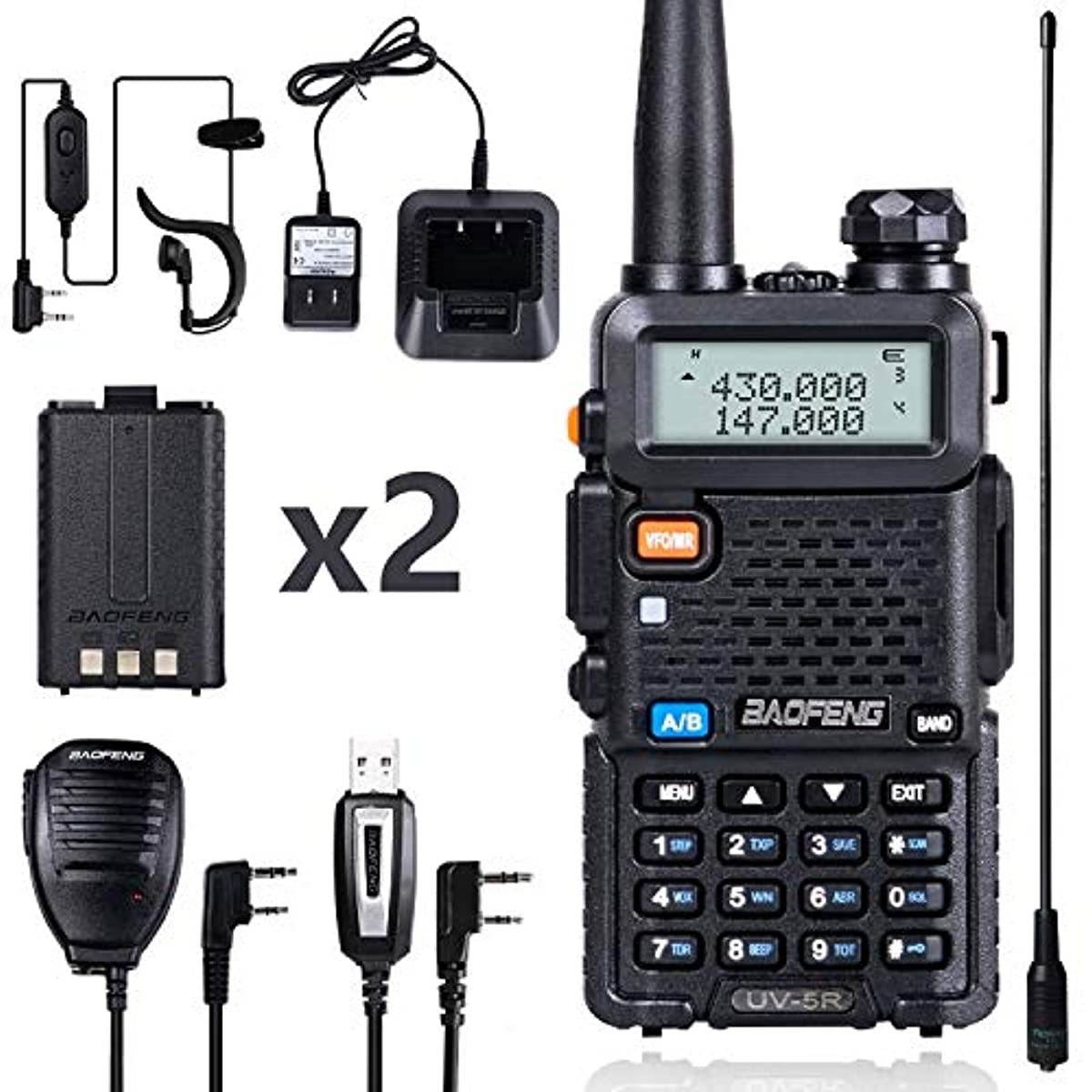 BaoFeng UV-5R Ham Radio BaoFeng Radio with Extra 1800mAh Battery and TIDRADIO 771 Antenna Two Way Radio Includes Full Kit BaoFeng Walkie Talkie