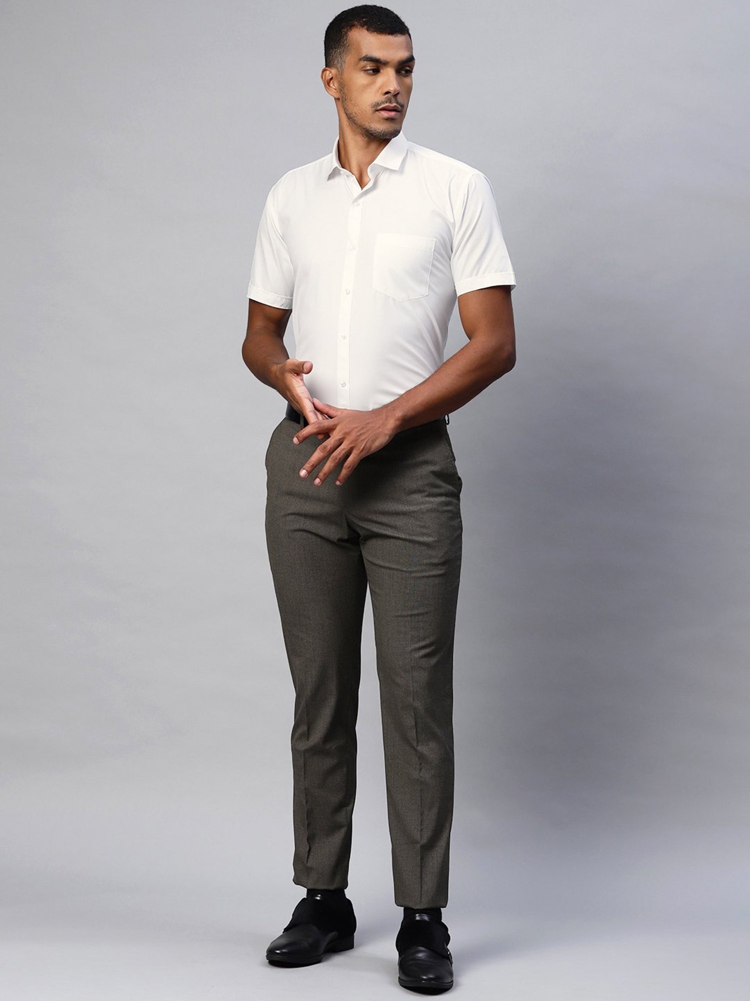ManQ White Regular Fit Shirt