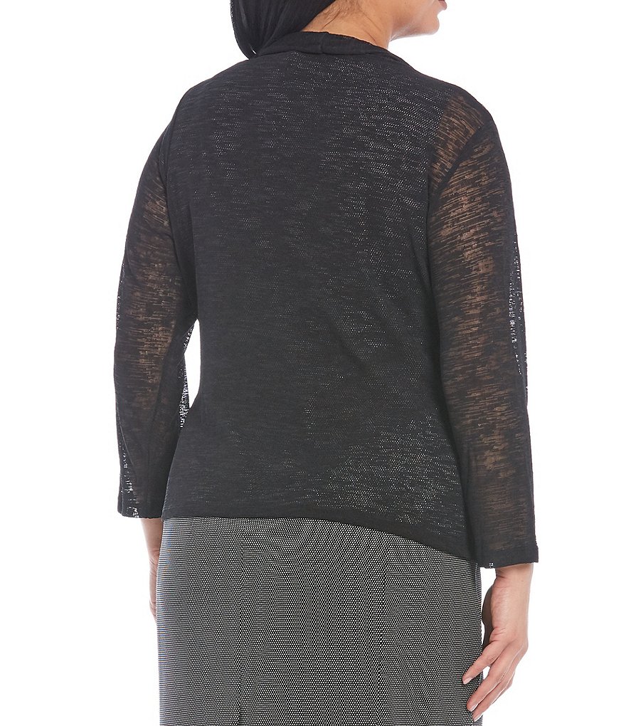 Kasper Plus Size Onion Skin 3/4 Sleeve Peplum Cardigan