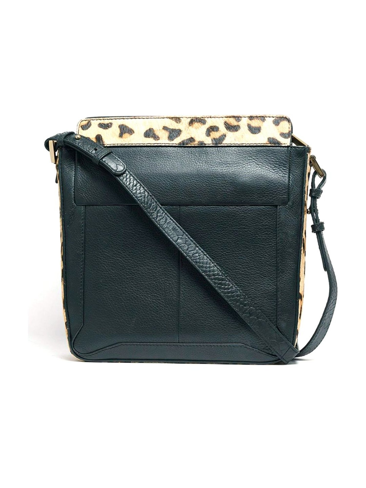 RI2K London Black Leather Medium Animal Effect Cross Body Bag