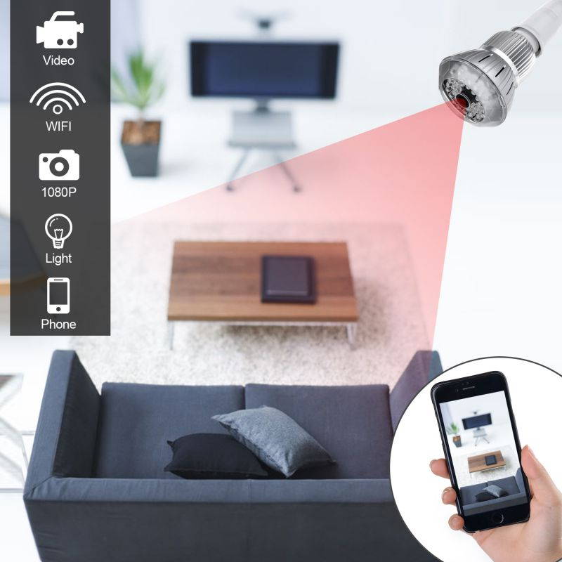 140 Degrees View Angle Hidden spy Camera Full HD 1080P WIFI IP Light Bulb Camera Motion Detection CCTV Camera