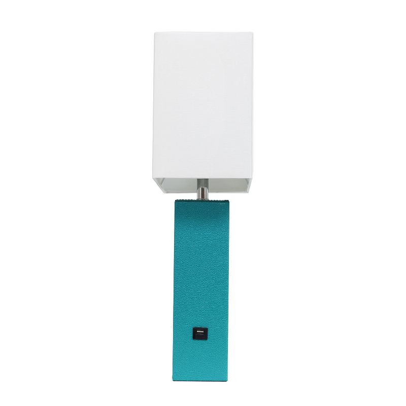 Leather Table Lamp and Fabric Shade Teal - Elegant Designs