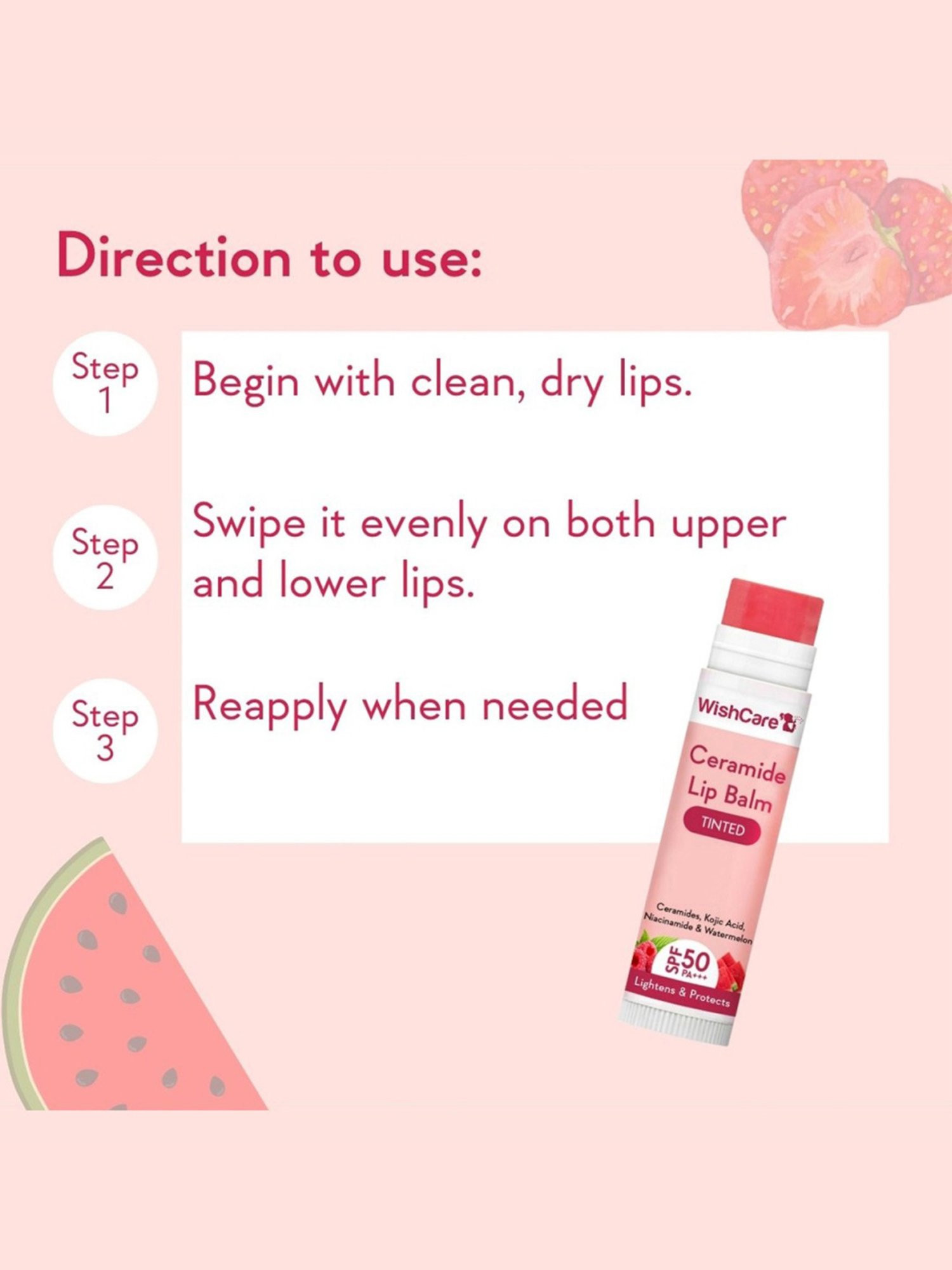 Wishcare Tinted Ceramide Lip Balm SPF 50 PA+++ - 5 gm