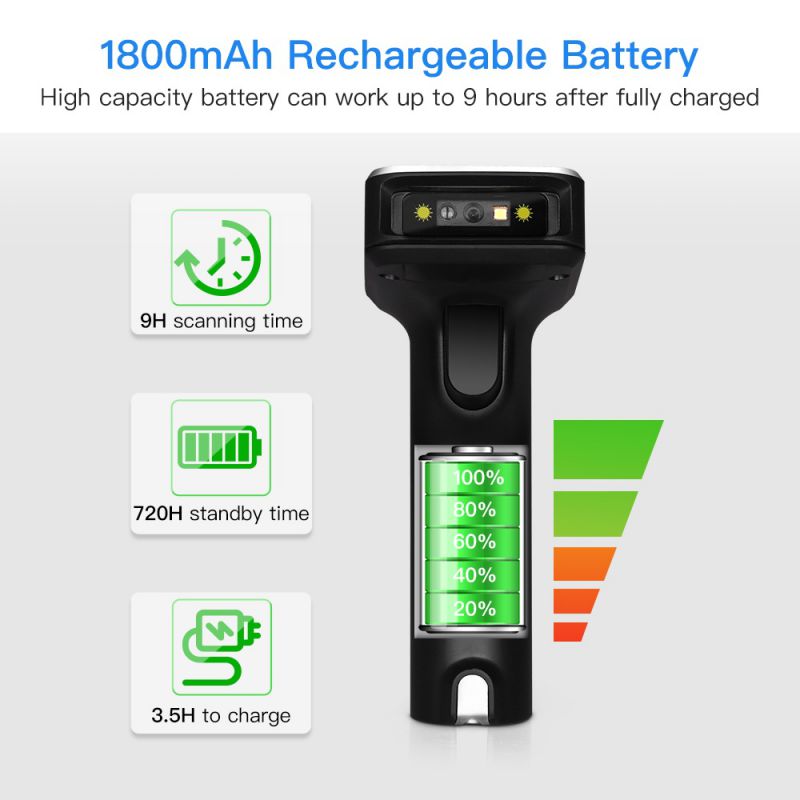 Eyoyo Wired & 2.4G Wireless Barcode Scanner, Portable Handheld CCD Barcode Reader for POS, iPad, iPhone, Android Phones, Tablets or Computers, PC with USB Receiver