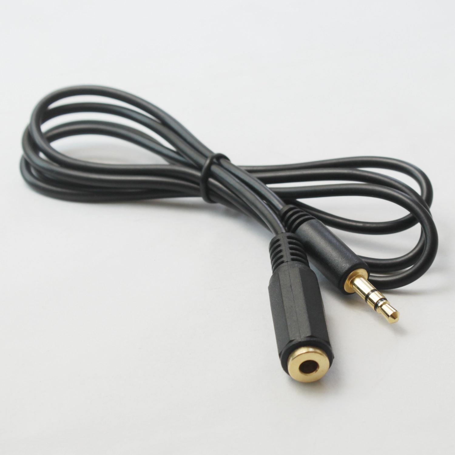 Gold 3FT Stereo Headphone 3.5 mm Male/Female Audio Extension Cable, Black