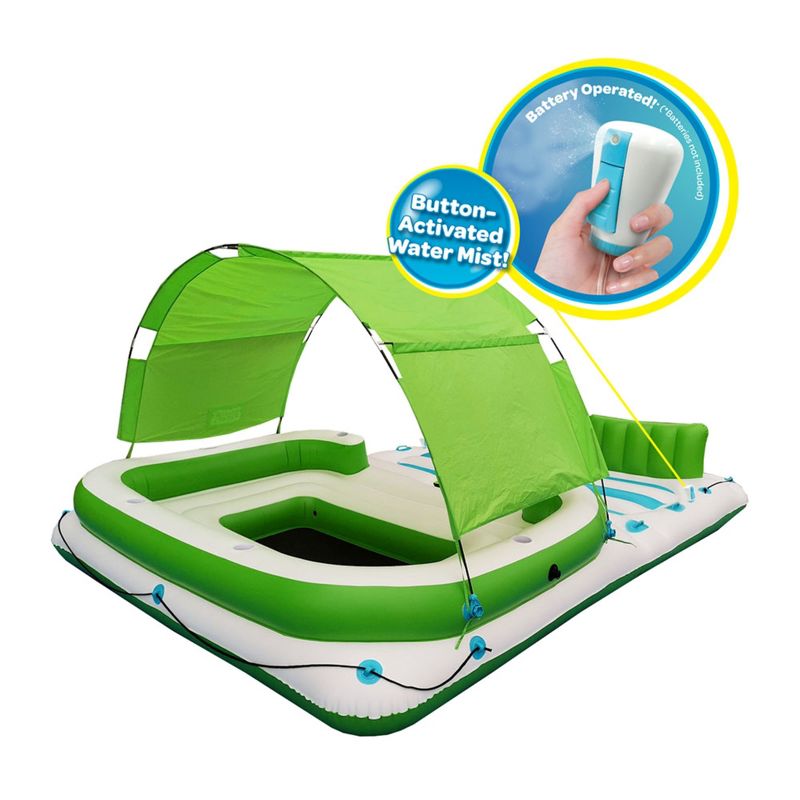 Comfy Floats 91464VM 13 Foot Misting Party Platform Inflatable Summer Float for Pool, Lake, River with Misters for Water, Fits 6 People, Green