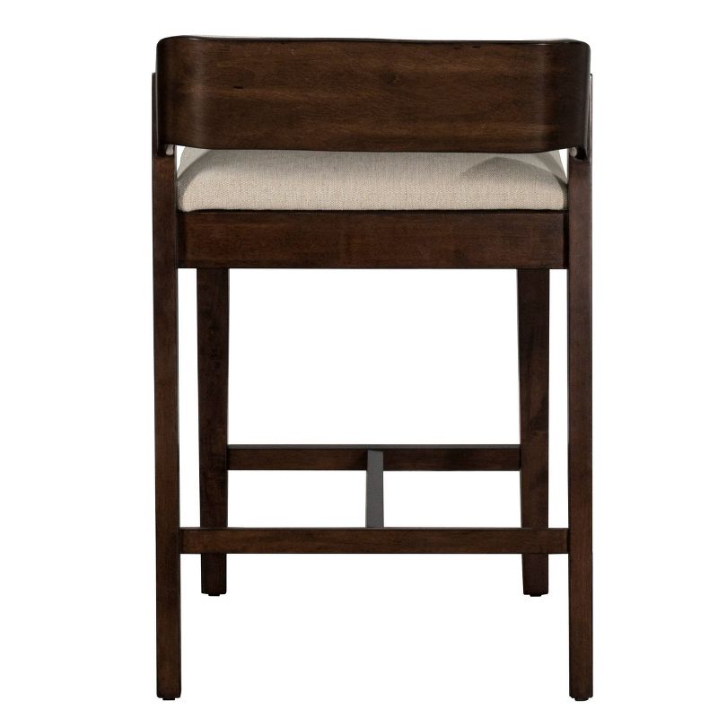 Wooden Barstool with Padded Seat and Open Backrest Blue/Brown - Benzara