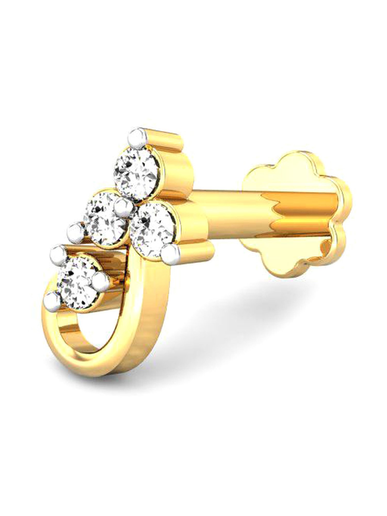 Candere by Kalyan Jewellers Swasthika 18k Yellow Gold & Diamond Nosepin for Women