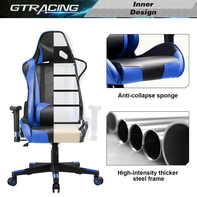 GTRACING Gaming Chair Racing Office Computer Ergonomic Video Game Chair Backrest and Seat Height Adjustable Swivel Recliner with Headrest and Lumbar Pillow Esports Chair