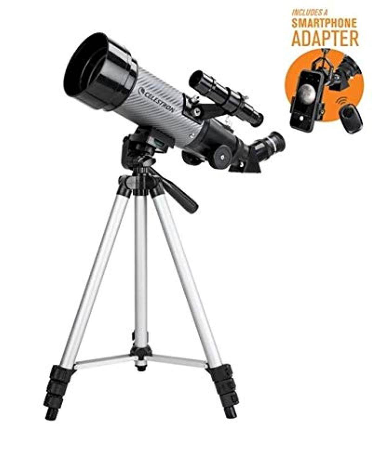 celestron travel scope 70 dx portable telescope with smartphone adapter and blutooth shutter release