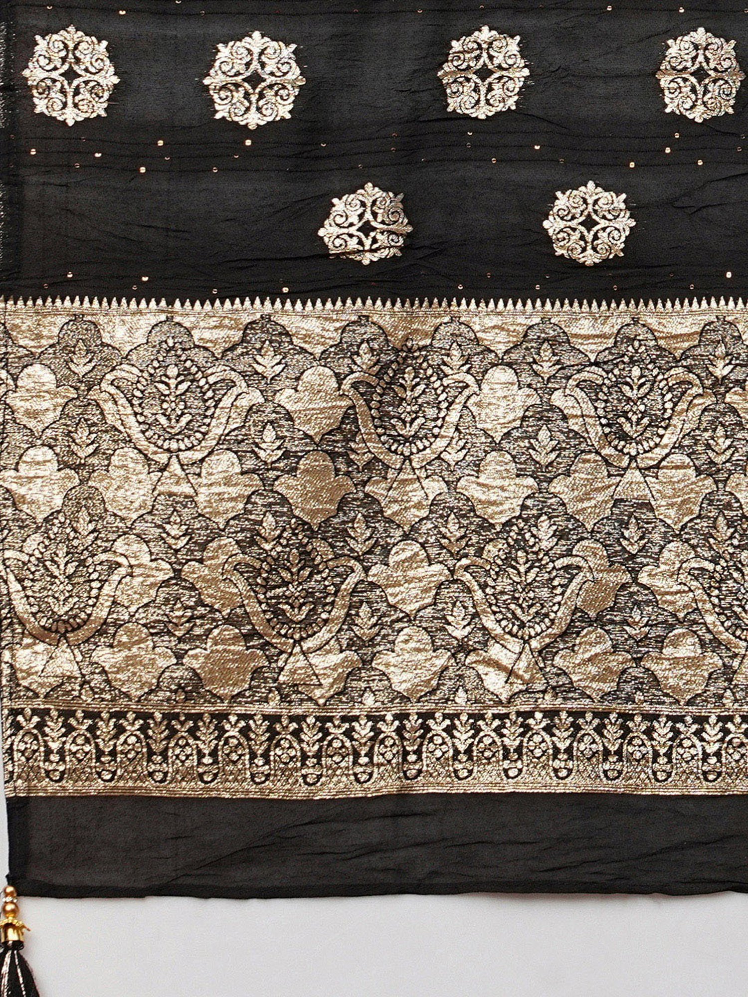 Globus Black Silk Printed Dupatta