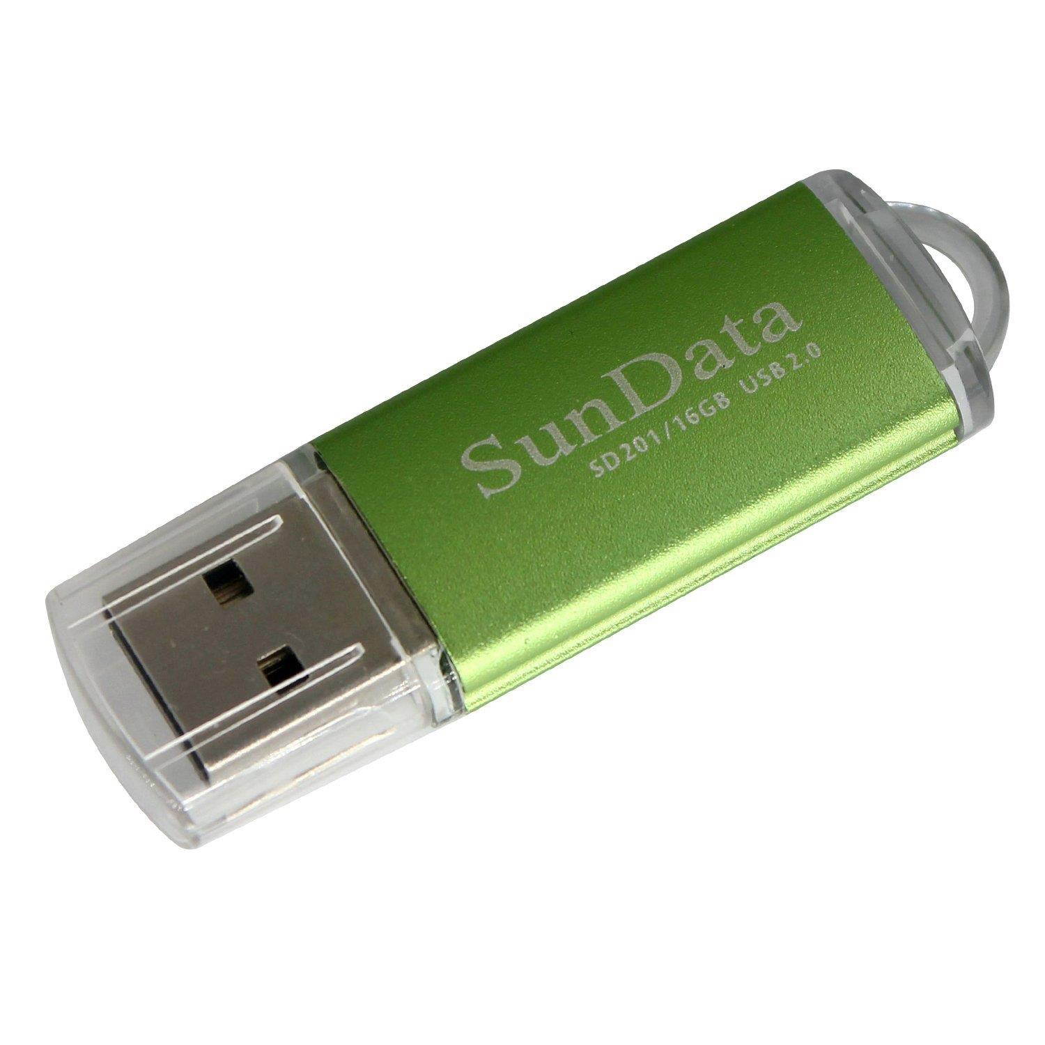 SunData 5 Pack 16GB USB 2.0 Flash Drive Thumb Drives Memory Stick, 5 Colors: Black Blue Green Gold Red