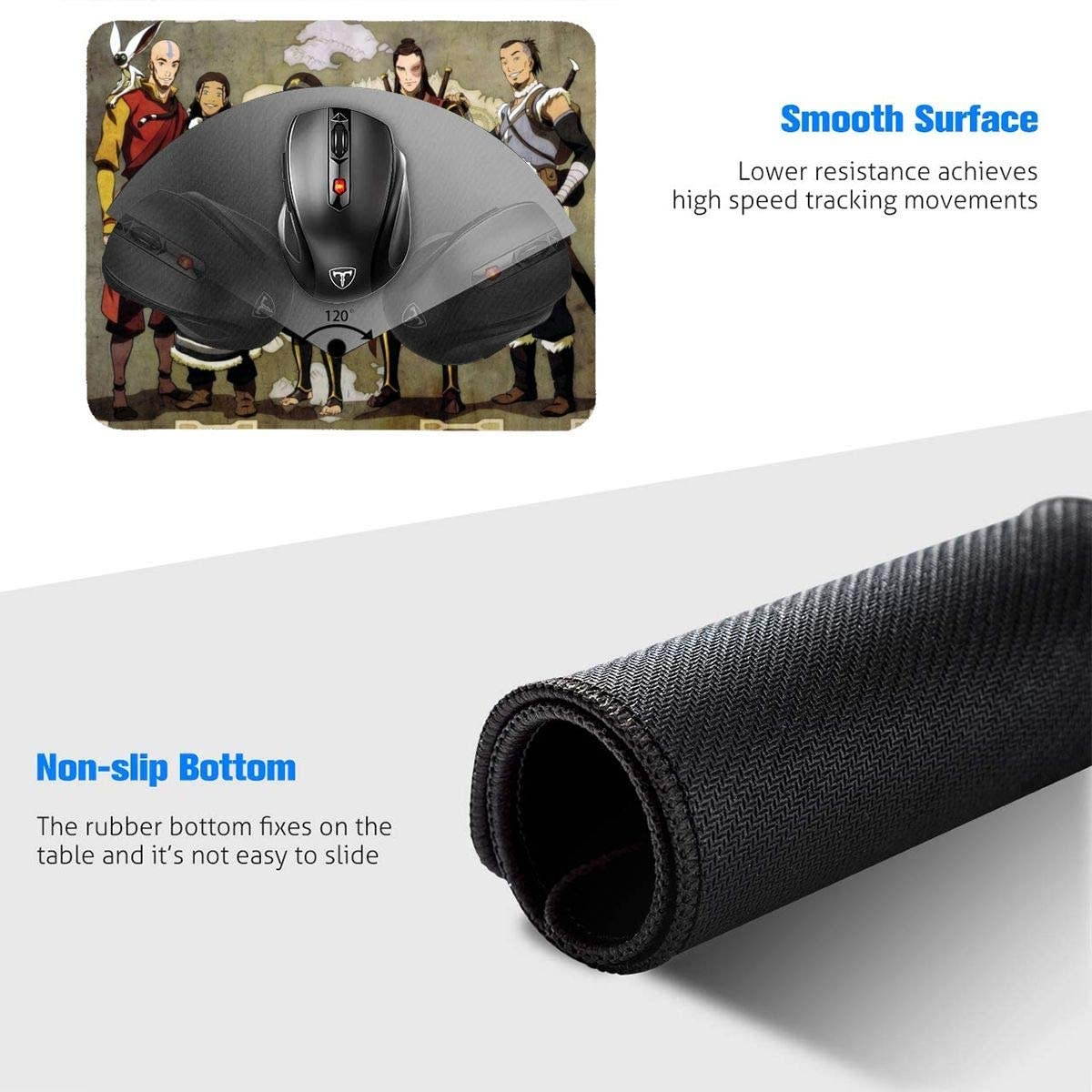 Avatar The Last Airbender Mouse Pad Ergonomic Mousepad Non-Slip Rubber Base Mouse Pads for Computers Laptop Office Desk Accessories Mouse Pad 8.3 X 10.3 in