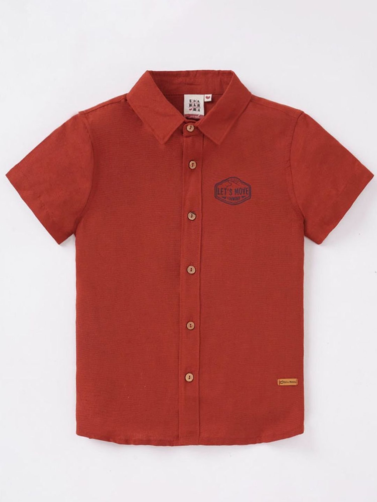 Ed-a-Mamma Kids Red Cotton Printed Shirt