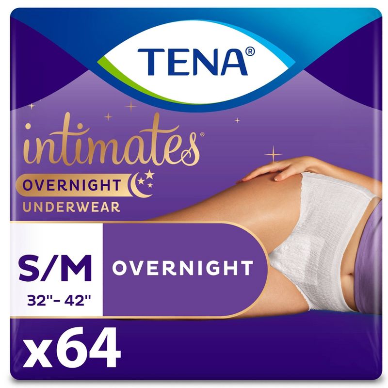 TENA Intimates Incontinence Underwear For Women, Overnight Lie Down Protection - S/M - 64ct