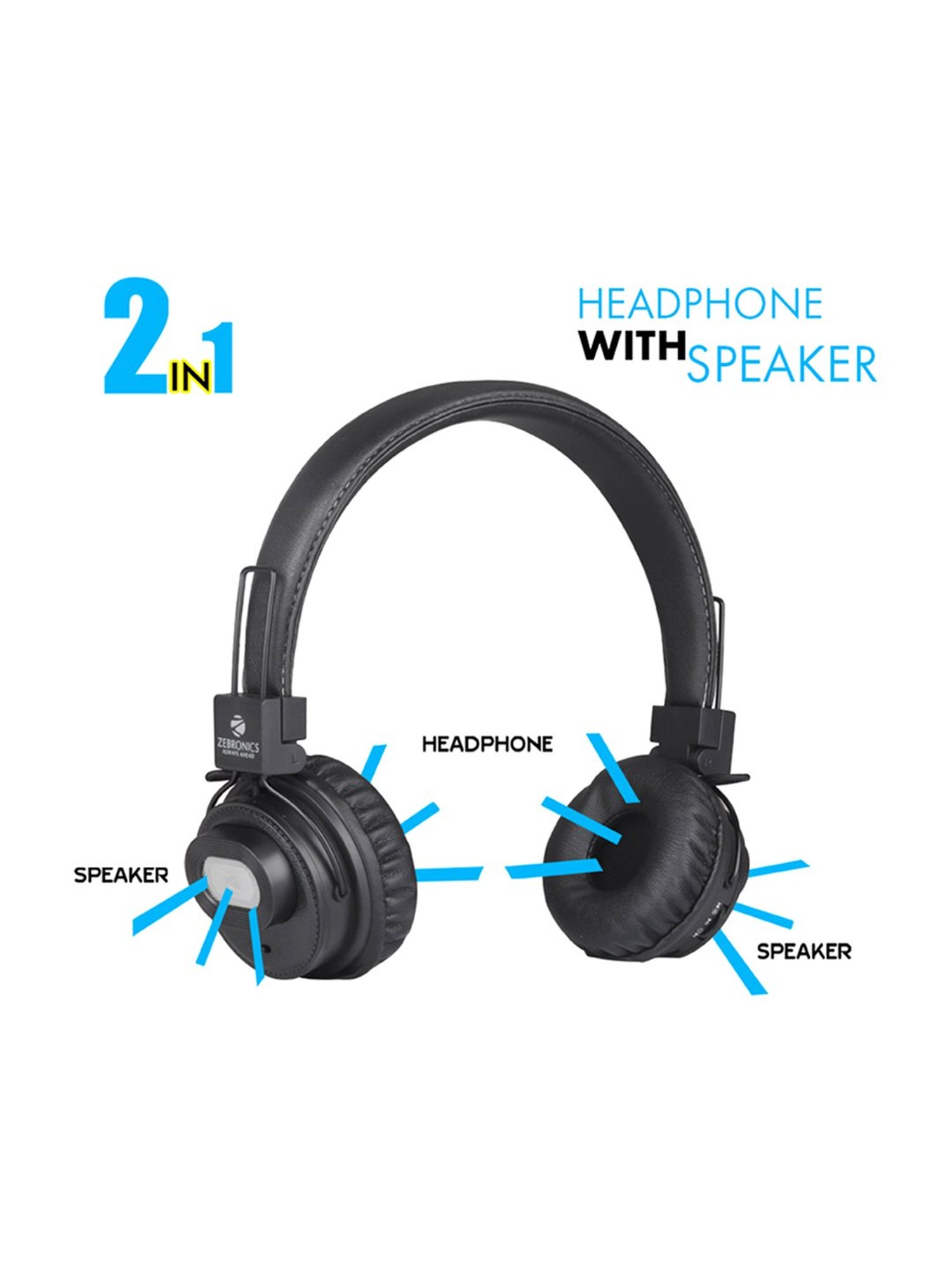 Zebronics Zeb-Fusion 2 in 1 Bluetooth Supporting Headphone