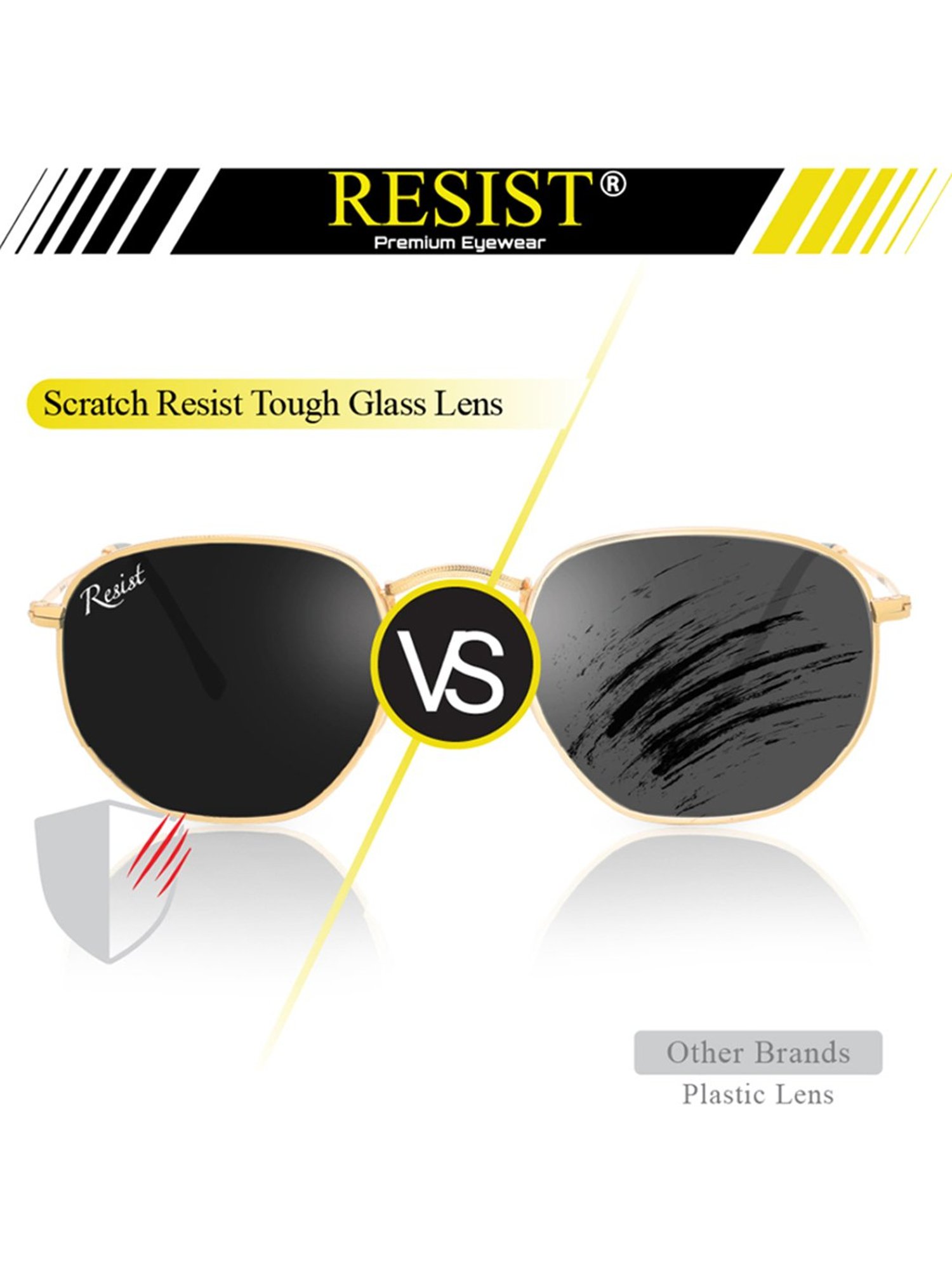 Resist Eyewear Black Hexagon UV Protection Unisex Sunglasses