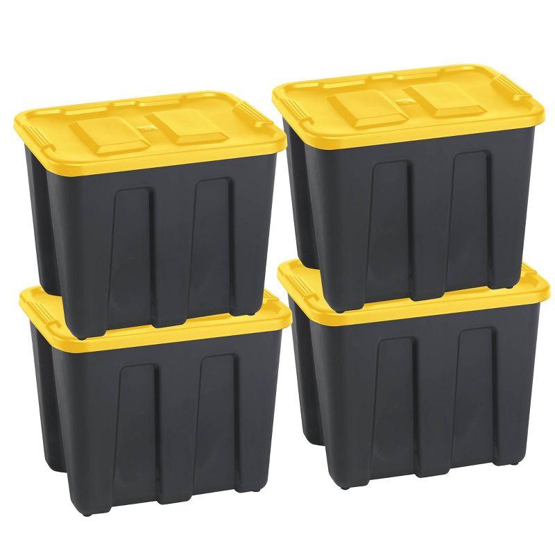 Durabilt18 Gal Storage Totes Set of 4 - Black/Yellow