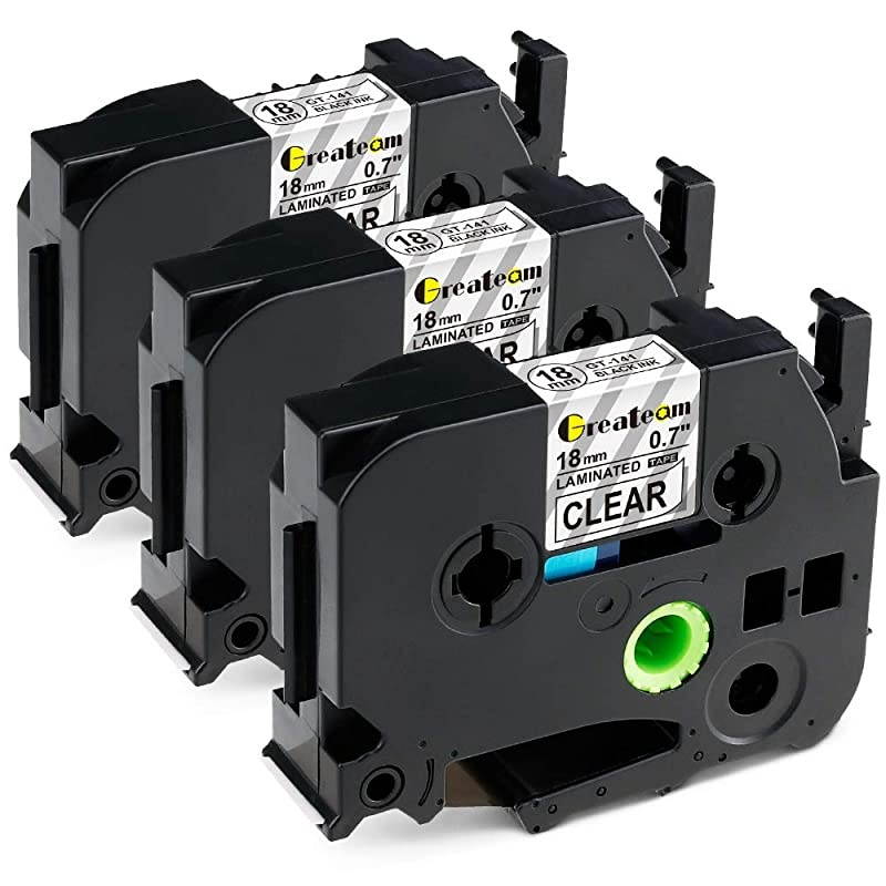 Compatible Clear Label Tape Replacement for Brother PTouch Clear TZe Tapes TZe141 TZe141 18mm 07quot Laminated Clear Label Maker Tape Use for Brother PTD400 PTD600 PTP710BT 3Pack