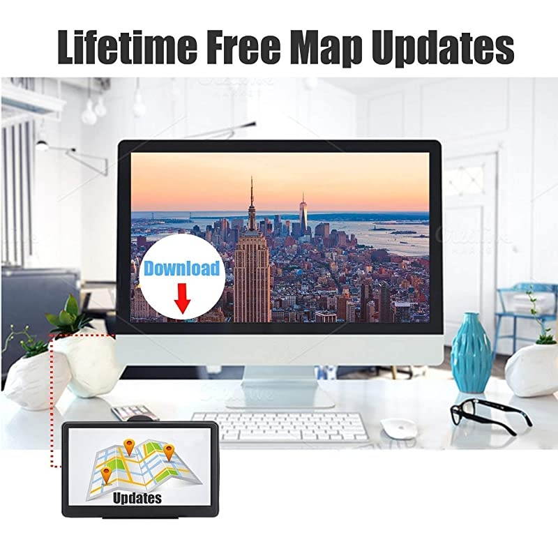 Navigation for Car Latest 2021 Map 7 inch Touch Screen Car 2568GB Voice Turn Direction Guidance Support Speed and Red Light Warning PreInstalled North America Lifetime map Free Update