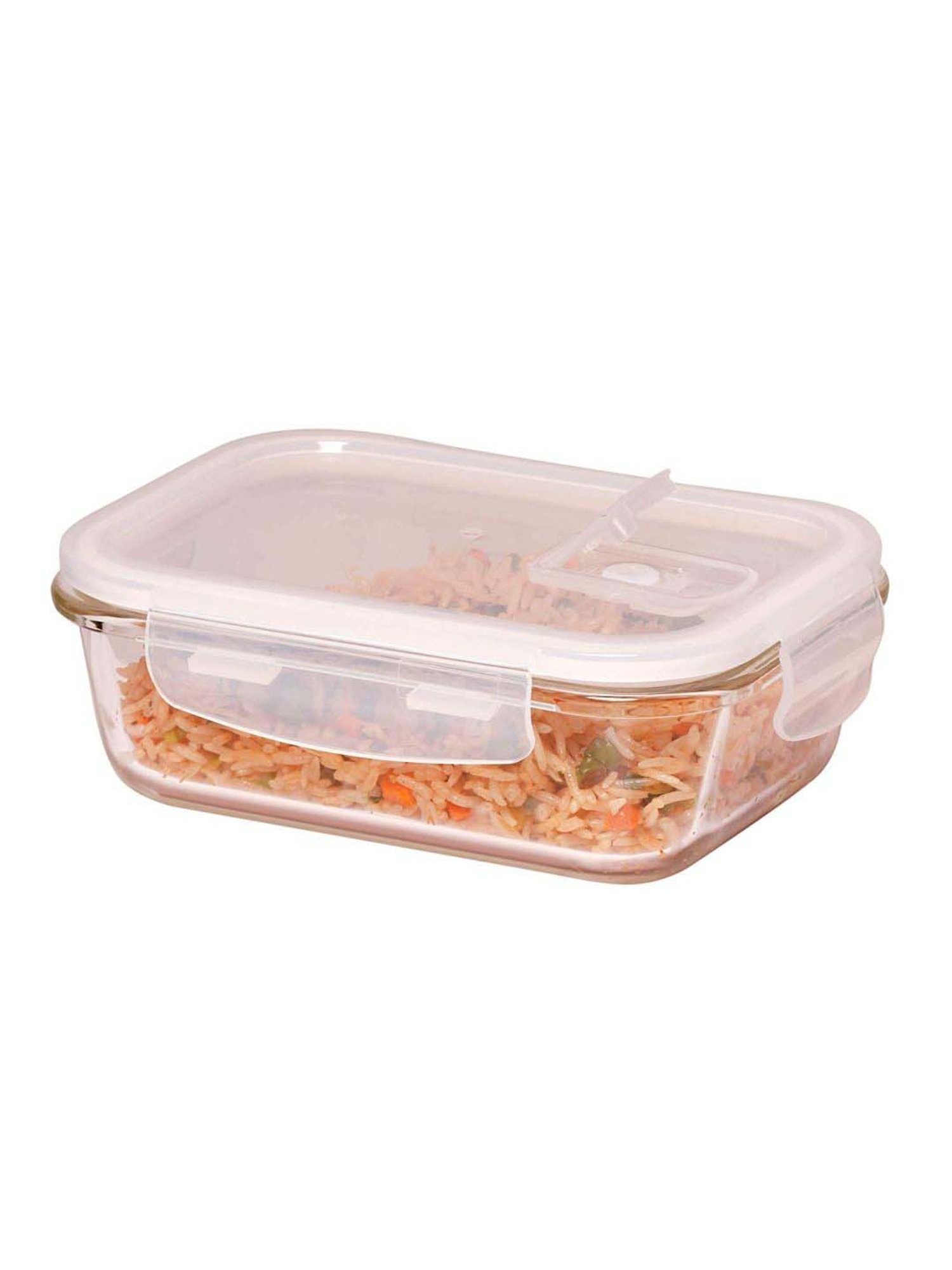 Femora Borosilicate Glass Rectangular Containers with Air Vent Lid (400 ml) - Set of 3