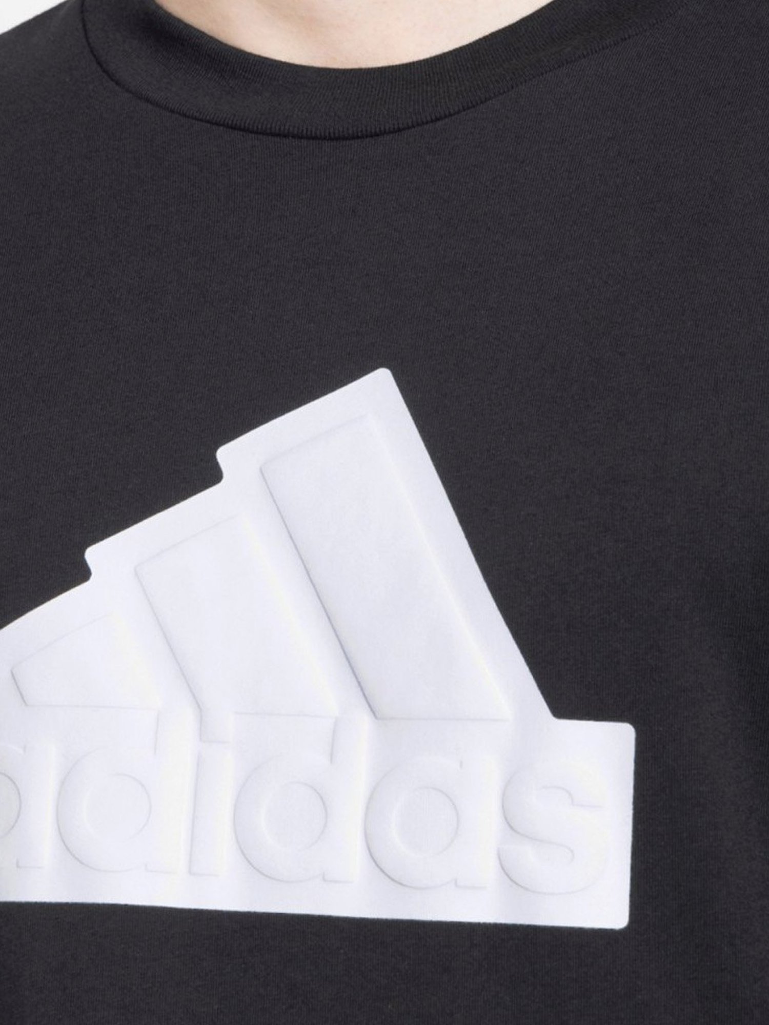 Adidas Black Cotton Loose Fit Printed Sports T-Shirt