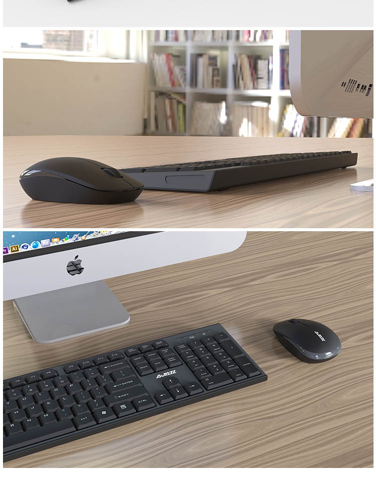 A-jazz A2080i Ergonomic Design, Cool Exterior 2.4GHz Wireless Keyboard And 1200DPI Mouse Combo For PC and Laptop- Black