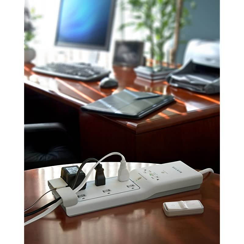 8Outlet Conserve Switch Surge Protector 4ft Cord and Remote White
