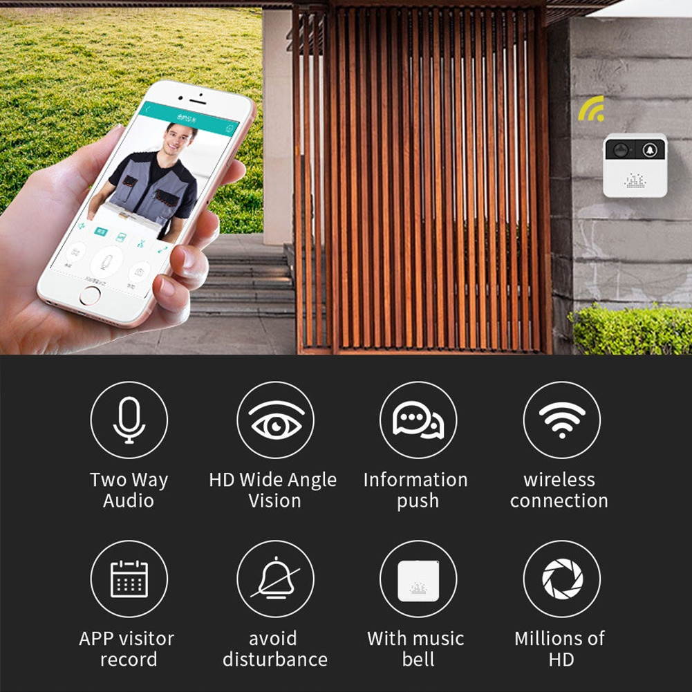 Intelligent Visual Doorbell Wifi Remote Intercom Home Security Multifunction Home Use