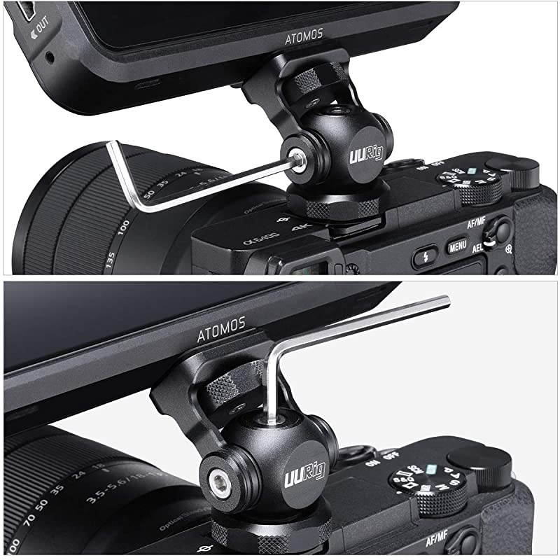 R015 Ballhead Adjustable Angle Camera Monitor Mount Bracket, 1/4" Screw Tripod Mounting Head Arri Locating Applicable, Video Shooting Photography Accessories
