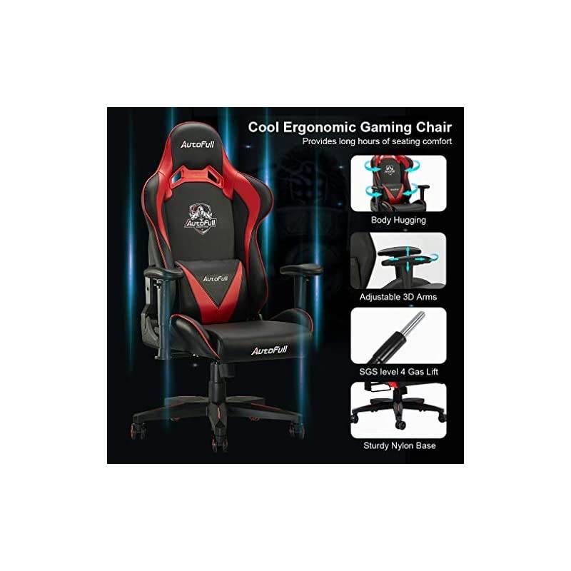 Gaming Chair Racing Style Ergonomic High Back Computer Chair with Height Adjustment, Headrest and Lumbar Support E-Sports Swivel Chair，Black