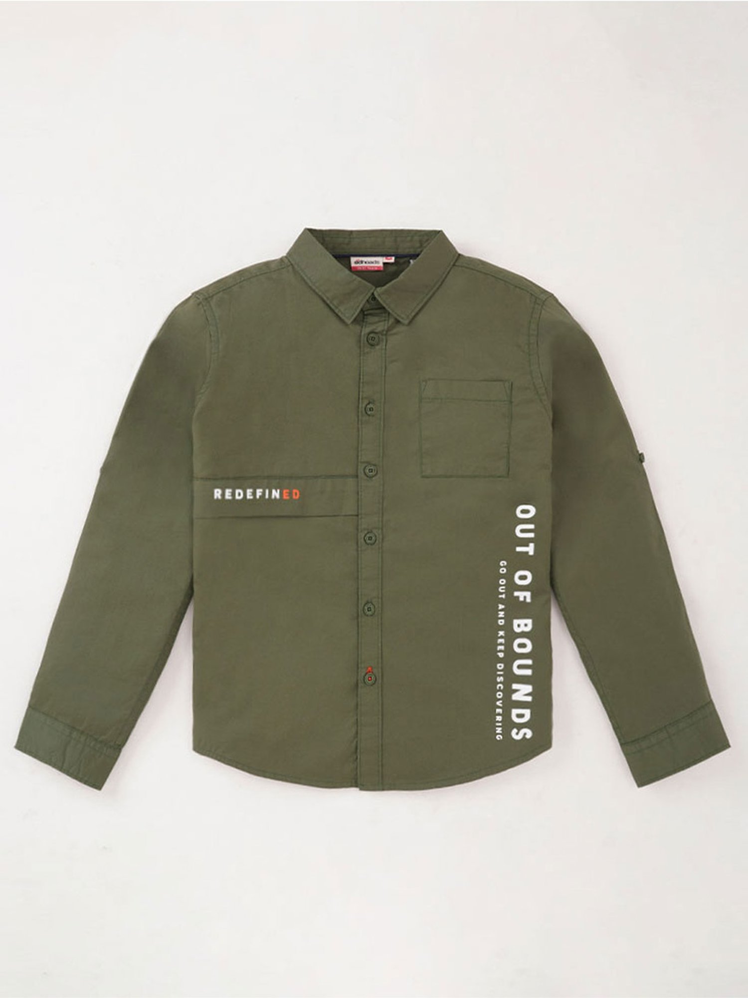 Edheads Kids Green Cotton Printed Full Sleeves Shirt