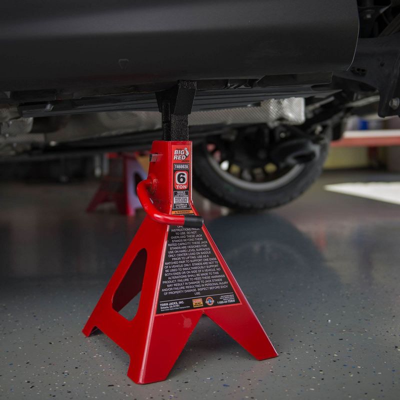 Torin Big Red 6 Ton Capacity Heavy Duty Double Locking Steel Jack Stands, 1 Pair