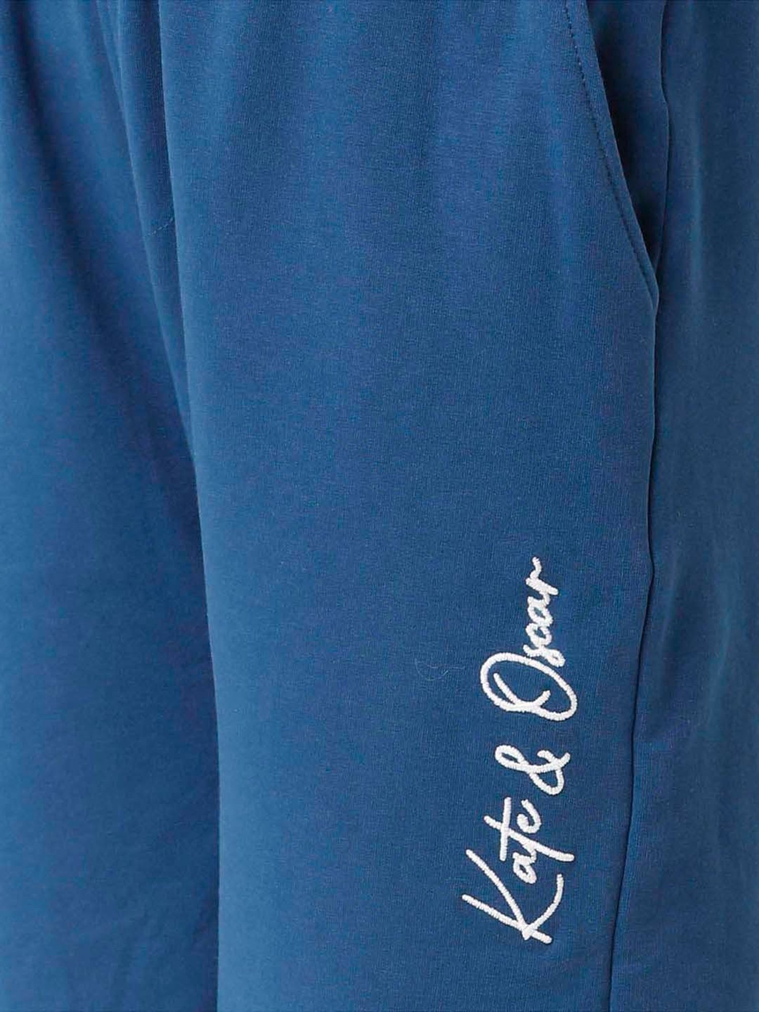 Kate & Oscar Kids Navy Cotton Embroidered Trackpants